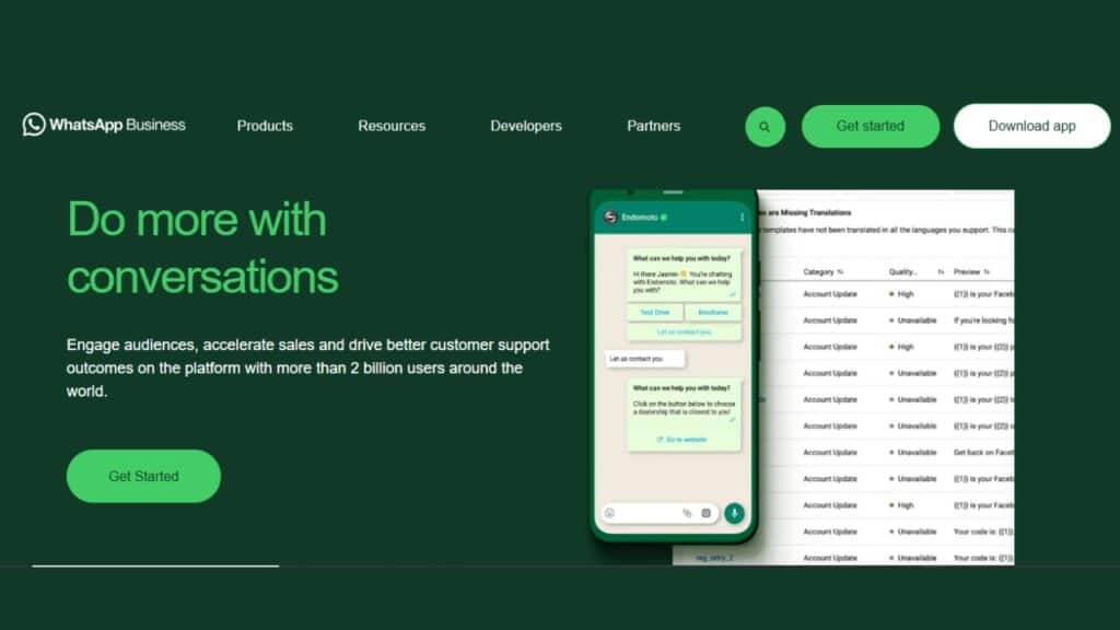 1. WhatsApp for Business logo, promoting a free app designed for business communication and customer engagement.2. Image of WhatsApp for Business, highlighting its features as a free app for enhancing business communication. 3. WhatsApp for Business promotional graphic, showcasing the app as a free tool for businesses to connect with customers.