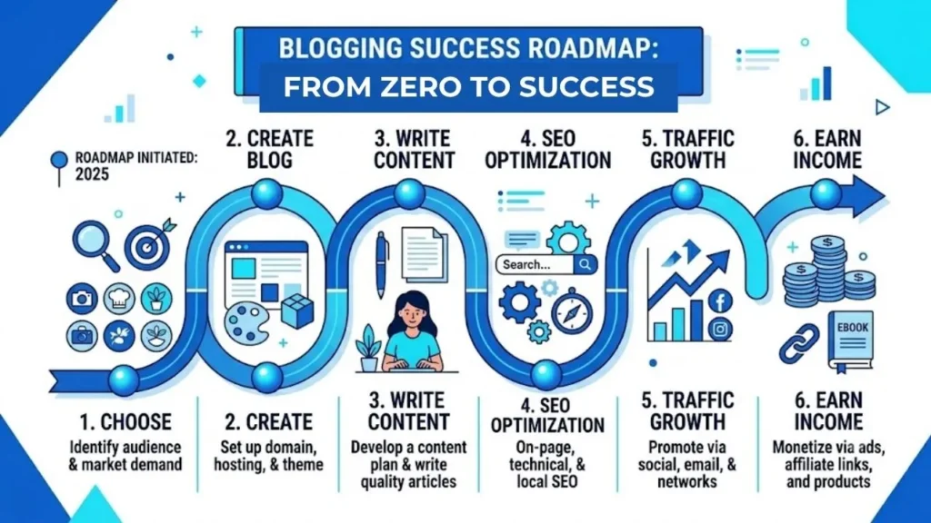 Beginner blogging roadmap to earn money online in 2026