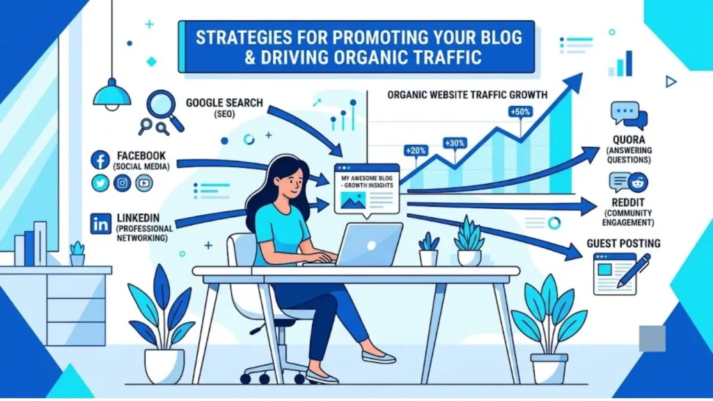 How to get free blog traffic using SEO and social media