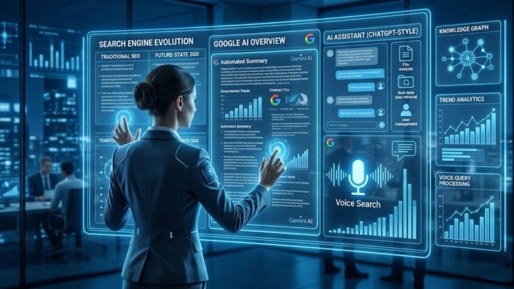 The Future of Search: SEO GEO and AEO Explained Simply AI-powered search engines changing the future of SEO, GEO, and AEO strategies.