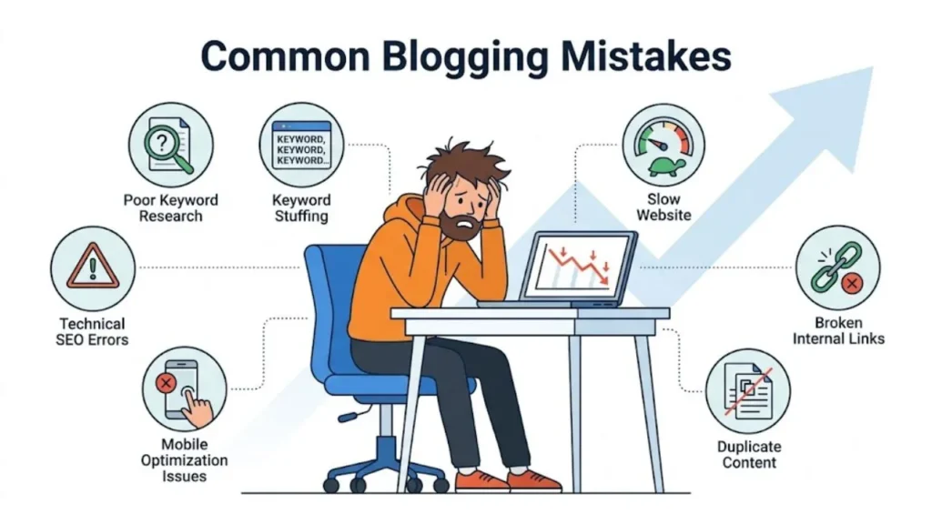 Common blogging mistakes that negatively affect Google rankings and organic traffic