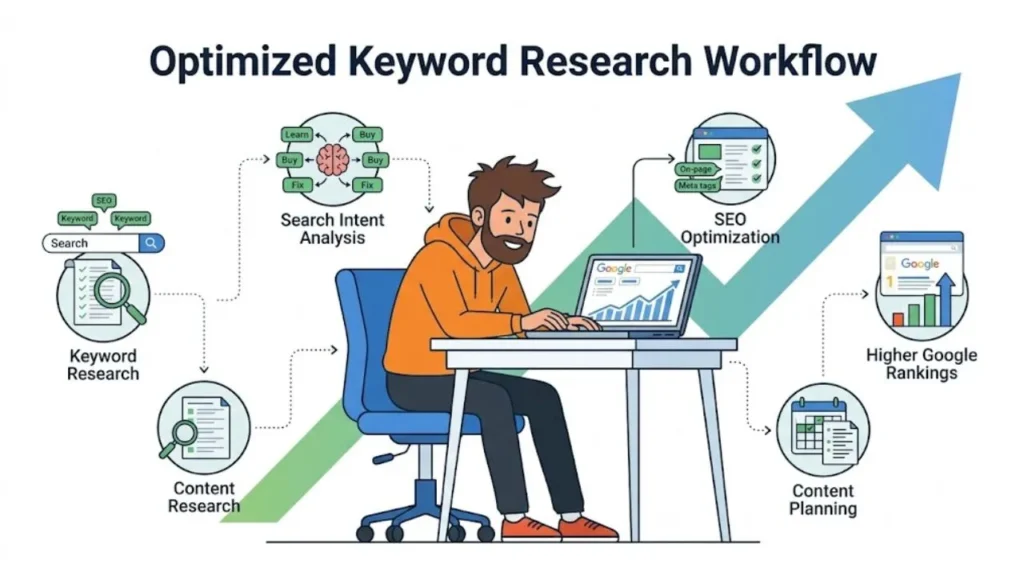 Keyword research process and search intent optimization for bloggers