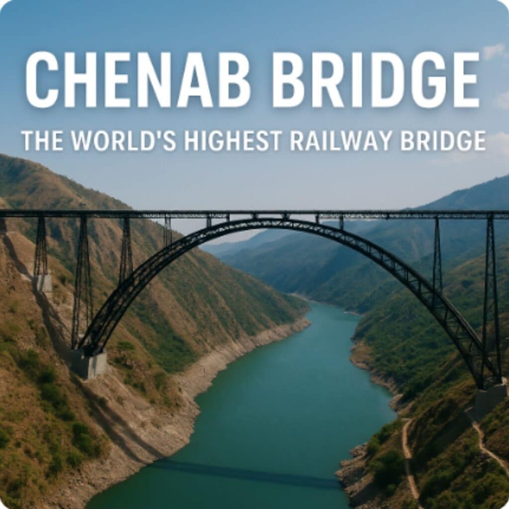 Chemba Bridge, the world's highest railway bridge, spans a deep valley with stunning mountainous scenery in the background.