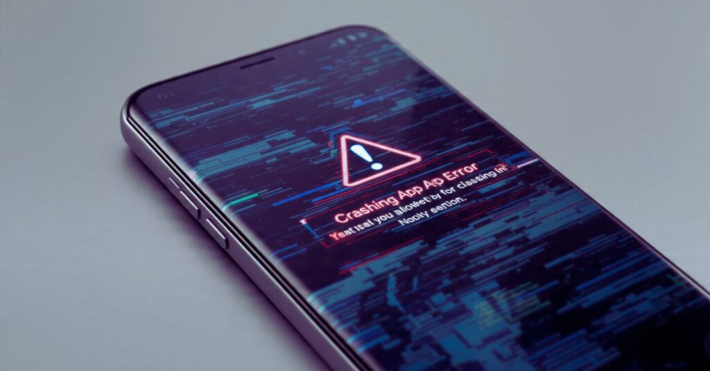 iPhone XS Max displaying a warning screen indicating a potential issue or alert. android app crashing fix step by step