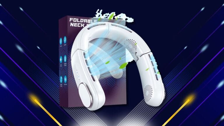 Portable neck fan with foldable bladeless design and 360 degree airflow cooling for summer use