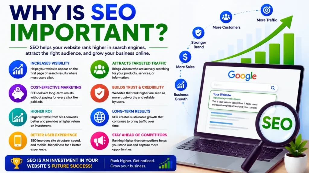 Why is SEO important for increasing organic traffic visibility trust and website growth